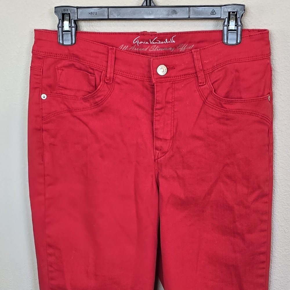Gloria Vanderbilt Red Skimmer crop Stretch Capris Ankle Pants Womens 6 - Picture 14 of 14